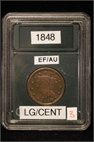 1848 LARGE CENT XF / AU