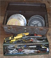 Metal tool box full of miscellaneous hand tools, s