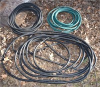 3 lengths of rubber garden hose; as is