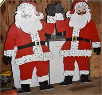 2 approx. 5' tall wood painted Santas; as is