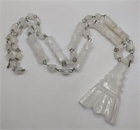 White natural Stone carved necklace 20 in