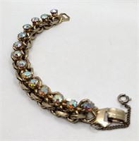 Goldtone  rhinestone chain bracelet 7 inches