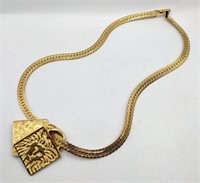 Napier gold tone lion necklace 19 in