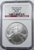 2006 SILVER EAGLE NGC MS-69  FIRST STRIKE