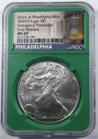 2020 (P) SILVER EAGLE NGC MS-69 EARLY