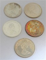 CANADA SILVER DOLLARS LOT; 1961, 71, 2-73, & 77