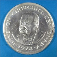 1974 Turks & Caicos Churchill 20 Cown Sterling Sil