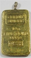 10g CREDIT SUISSE GOLD BAR MADE TO A PENDANT
