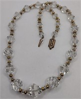 Gold tone glass bead necklace 16 in