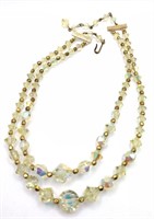 Green iridescent two strand necklace 15 in