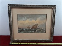 VINTAGE OIL ON PAPER BY FRENCH EUGENE BOUDIN