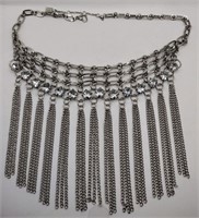 Silvertone clear Stone dangle necklace 18.5in