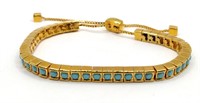 Gold tone blue adjustable bracelet