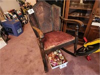 Antique Caned, Upholstery Seat Rocking Chair
