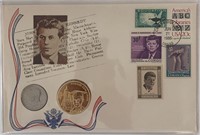 John F. Kennedy commemorative cover with coin