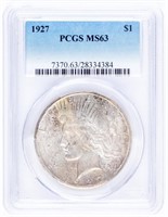 Coin 1927 Peace Silver Dollar PCGS MS63
