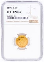 Coin 1899 Proof Coronet $2.50 Gold  NGC PF61 Cameo