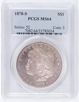 Coin 1878-S  Morgan Silver Dollar PCGS MS64