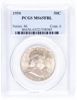 Coin 1950 Franklin Half Dollar PCGS MS65FBL