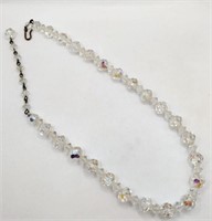 Iridescent glass bead necklace 15.5 in