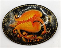 Hand painted Peacock/Phoenix brooch