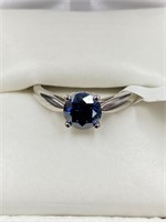 1.00 Carat Dark Blue Diamond Moissanite Ring