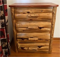 Rustic Cedar Log 4-Drawer Chest of Drawers
