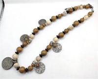 Tan brown coin style necklace 21 in
