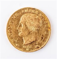 Coin 1813M Italy 40 Lire Gold Almost Unc.