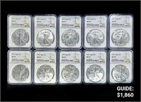 (10) 2022 American Silver Eagles NGC - MS70