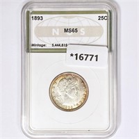 1893 Barber Quarter NGS MS65