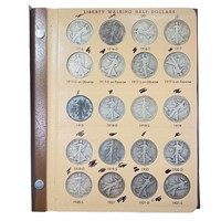 1916-1947 Walking Half Dollar Book (80 Coins)