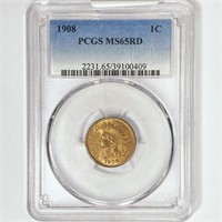 1908 Indian Head Cent PCGS MS65 RD