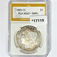 1885-CC Morgan Silver Dollar PGA MS67+ DMPL