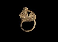 Sterling White Topaz/Amethyst Gold Leafed Ring 8 G