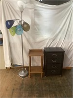 RETRO LAMP TABLE AND METAL CABINET