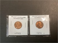 2 UNCIRCULATED EARLY  WHEAT CENTS