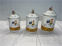 3 RETRO ROOSTER CANISTERS