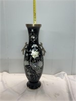 MOTHER OF PEARL INLAY VASE WITH CASE