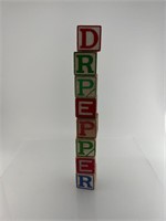 DR Pepper spelled in Wood Blocks for Display