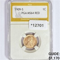 1909-S Wheat Cent PGA MS64 RED