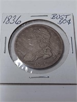 Silver 1836 Bust Fifty Cent Pc.