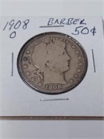Silver 1908 Barber Half Dollar