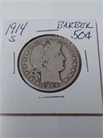 Silver 1914 Barber Half Dollar