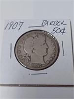 Silver 1907 Barber Half Dollar
