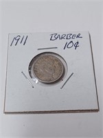 Silver 1911 Barber Dime