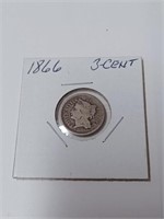 1866 Silver Three Cent Coin