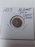 Silver 1853 Seated Liberty 1/2 Dime