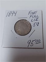 1894 Fine Full Liberty V-Nickel