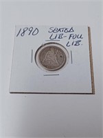1890 Silver Seated Liberty Dime